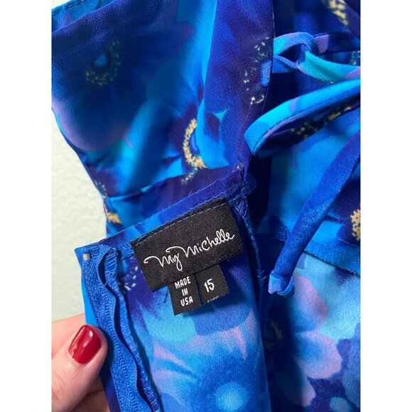 Vintage 90s Y2k My Michelle Women's Junior Blue‎ Floral Dress Size 15 - Picture 5 of 8